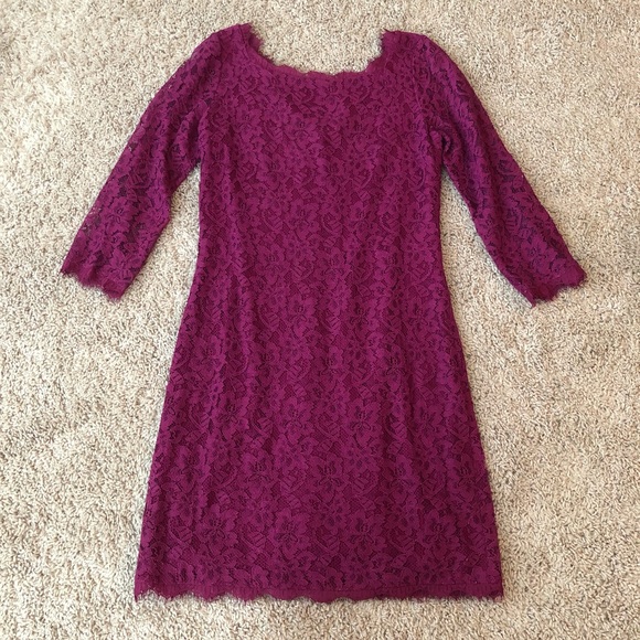 DVF ZARITA LACE ZIP UP DRESS BEET PLUM 6 - Picture 4 of 7